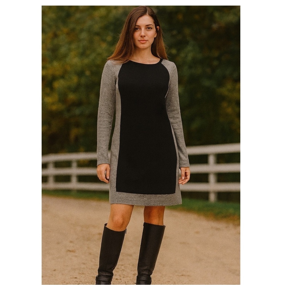 Magaschoni 100% Cashmere colorblock Sweater Dress Womens Medium Long Sleeve